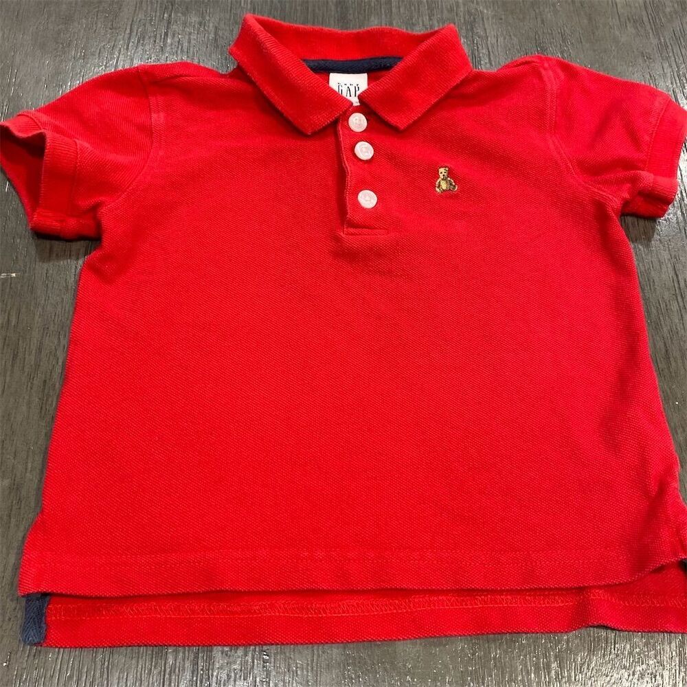 Gap Baby Polo Shirt Red 12-18 Months Unisex Short Sleeve Casual VTG 90’s